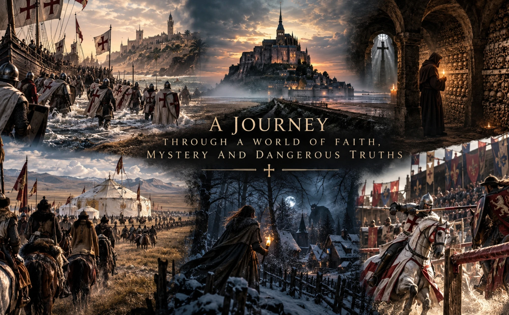 A journey through a world of faith, mystery and dangerous truths: Templars, a monastery, steppe travellers, a winter village and a tournament.